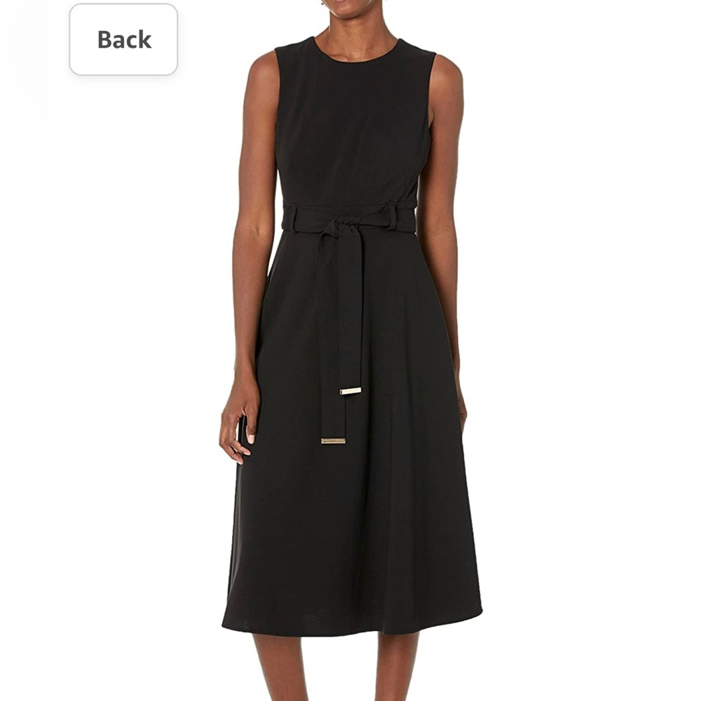 Black Calvin Klein Belted Dress with gold details